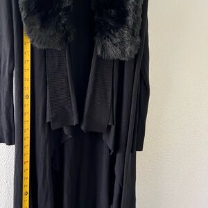 Sioni Black Coat with Faux Fur Trim